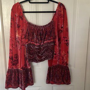 Free People Velvet Bell Sleeve Top Size Large
